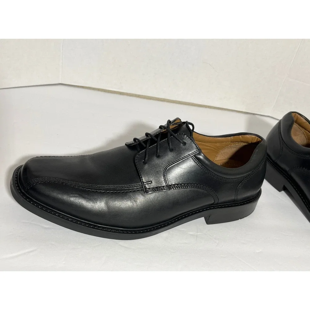 Johnston & Murphy Mens Black Leather Bicycle Toe Oxford Dress Shoes 20-4865 11M‎